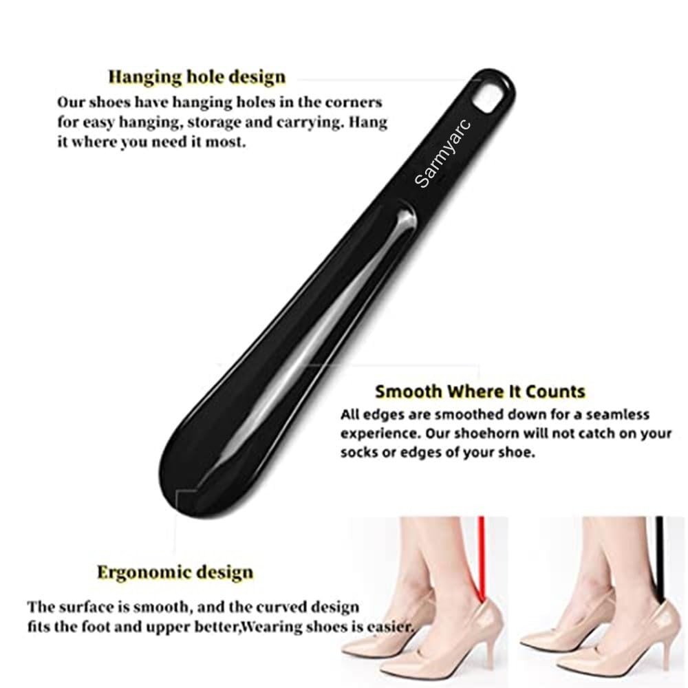 Sarmyarc Plastic Shoe Horn,2pcs Travel Shoe Horns for Men, Women, Seniors& Kids