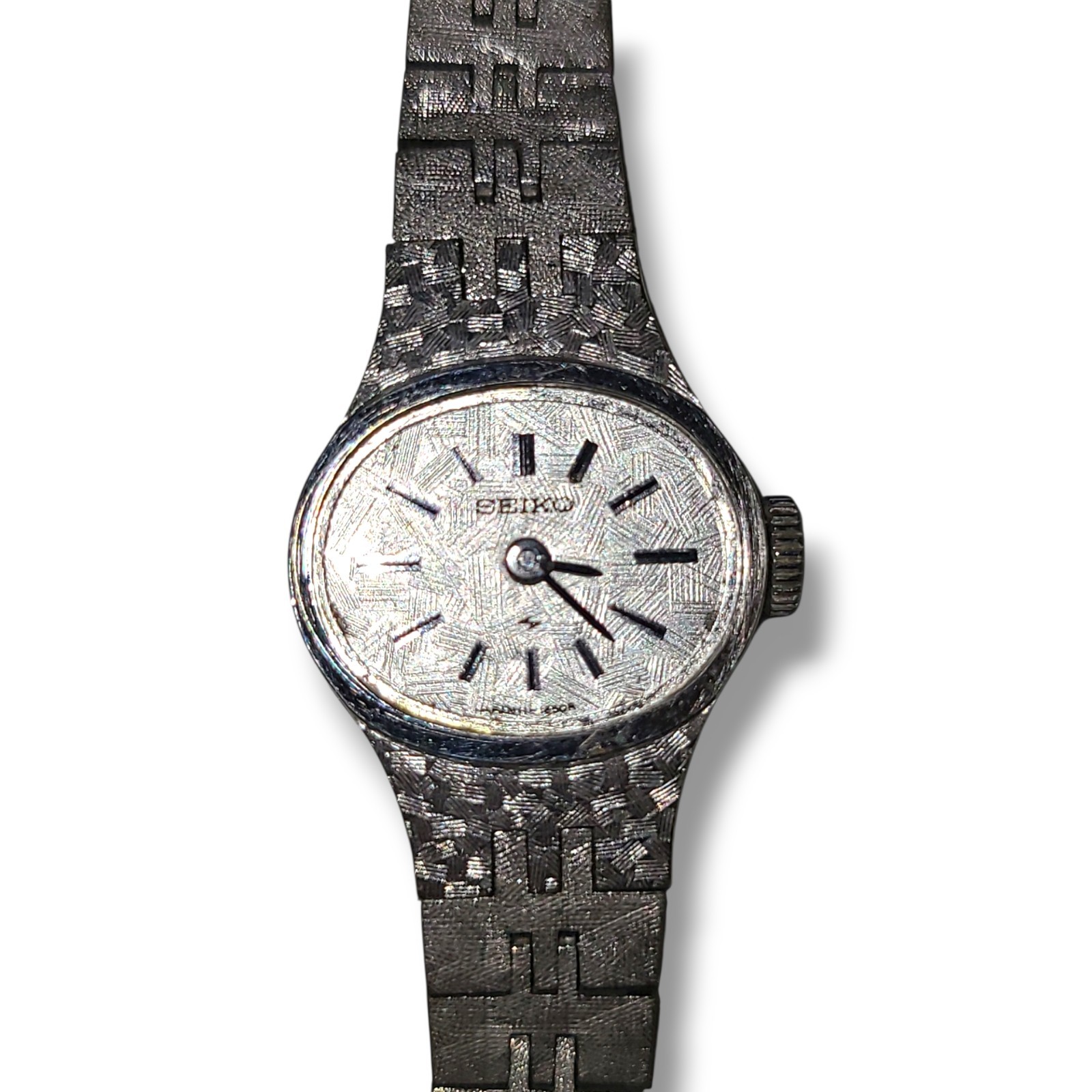 Vintage Seiko Ladies Mechanical Watch 11-7619 Silver Tone Runs **No Crystal**