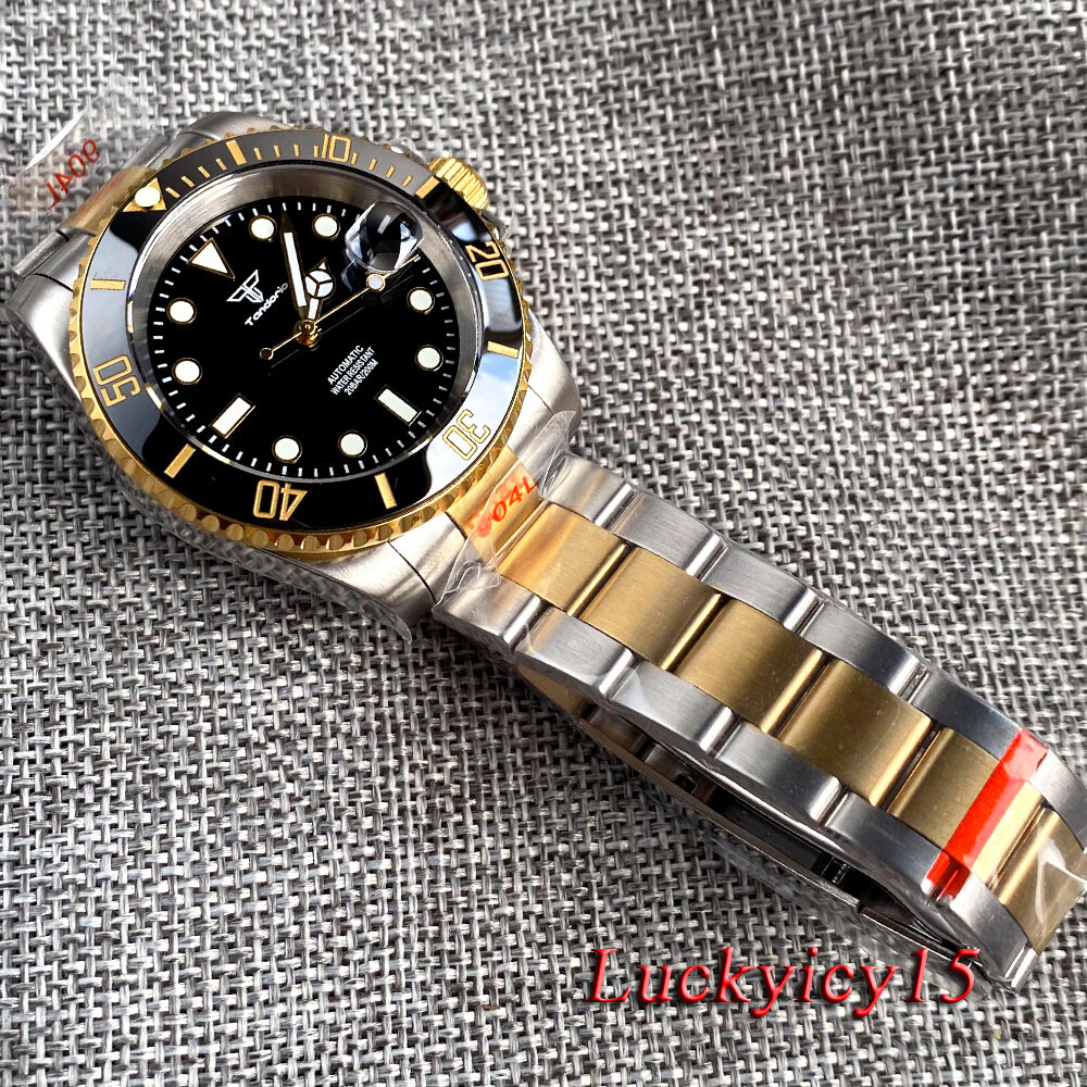 Tandorio 40mm 20ATM Black Dial Japan NH35 Automatic Mens Watch Sapphire Glass