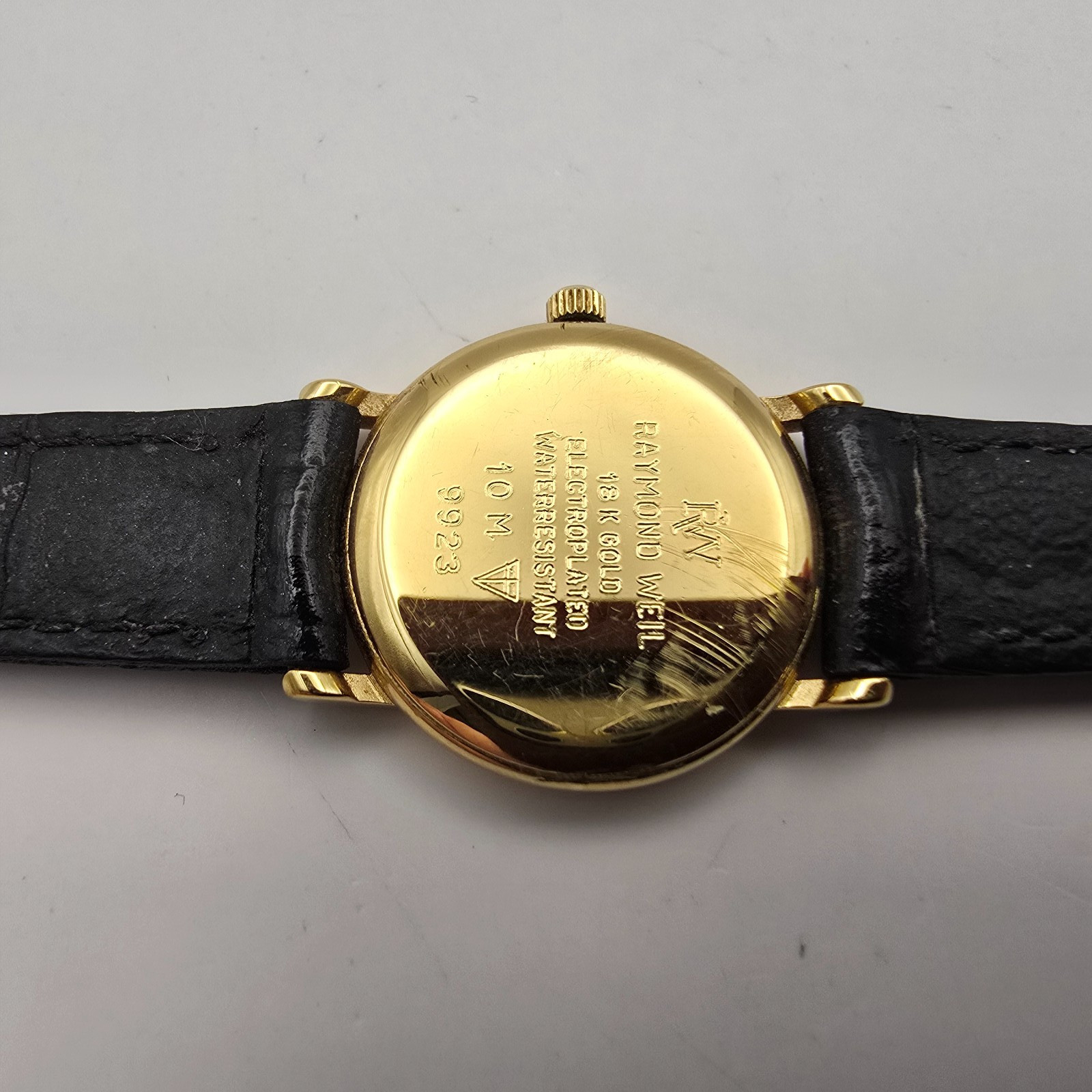 RAYMOND WEIL LADIES WATCH 9923 GOLD PLATED SWISS QUARTZ DIAMOND MARKERS & BOX.
