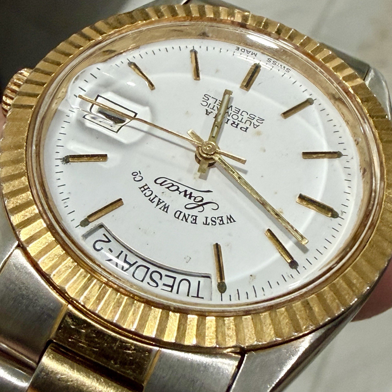 VTG West End Watch Co. Lowan Split DayDate 2 Tone Automatic Men’s Swiss Watch