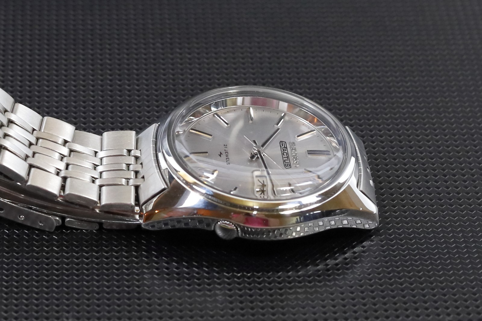 Seiko 5 Actus 7019-7060 Automatic 21J Day-Date Silver Blue Dial Vintage Japan