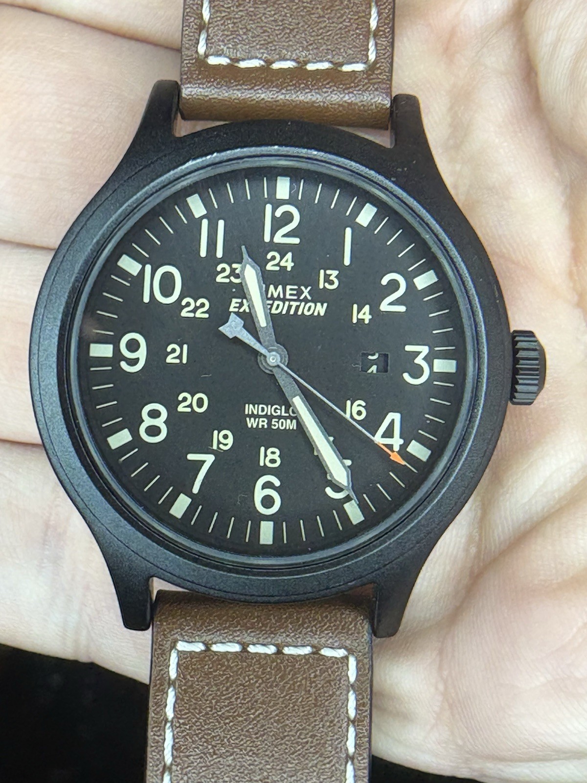 Timex Expedition TW4B11300 40mm Black Case Brown Leather Indiglo Field Watch