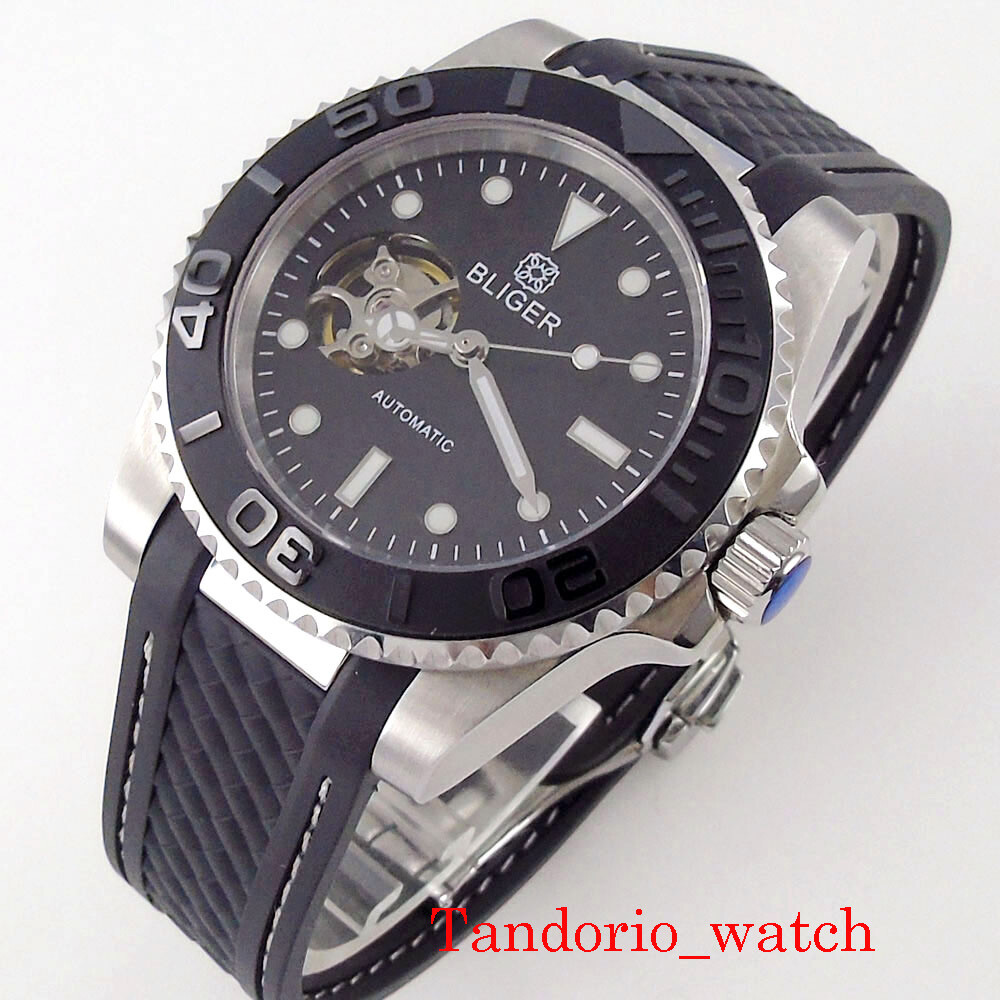 BLIGER 40mm Grey Green Dial Sapphire Glass NH38 Automatic Men Watch Rubber Band