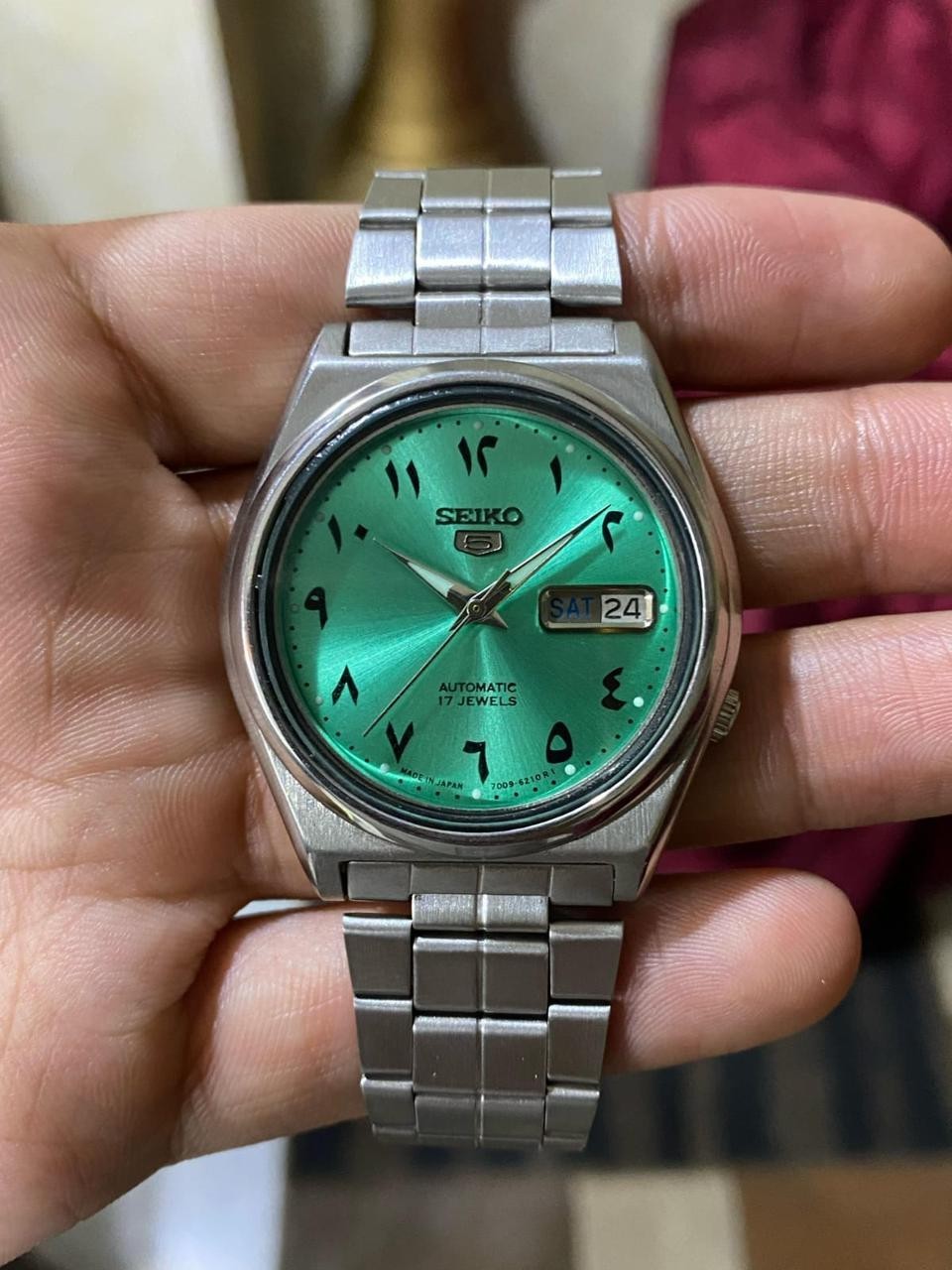 Seiko 5 Automatic Arabic Sea Green Dial Men’s Watch Japan Made 7009