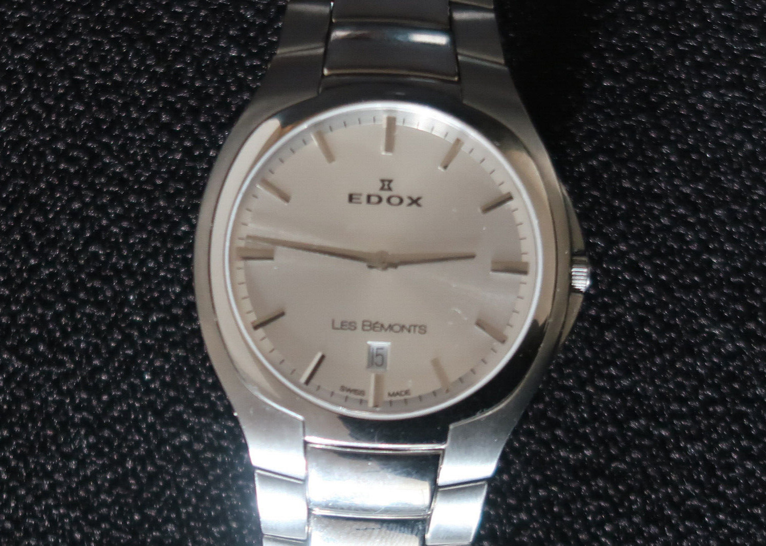 EDOX LES BEMONTS ULTRA SLIM WATCH 56003 SILVER & CHROME STAINLESS STEEL STRAP
