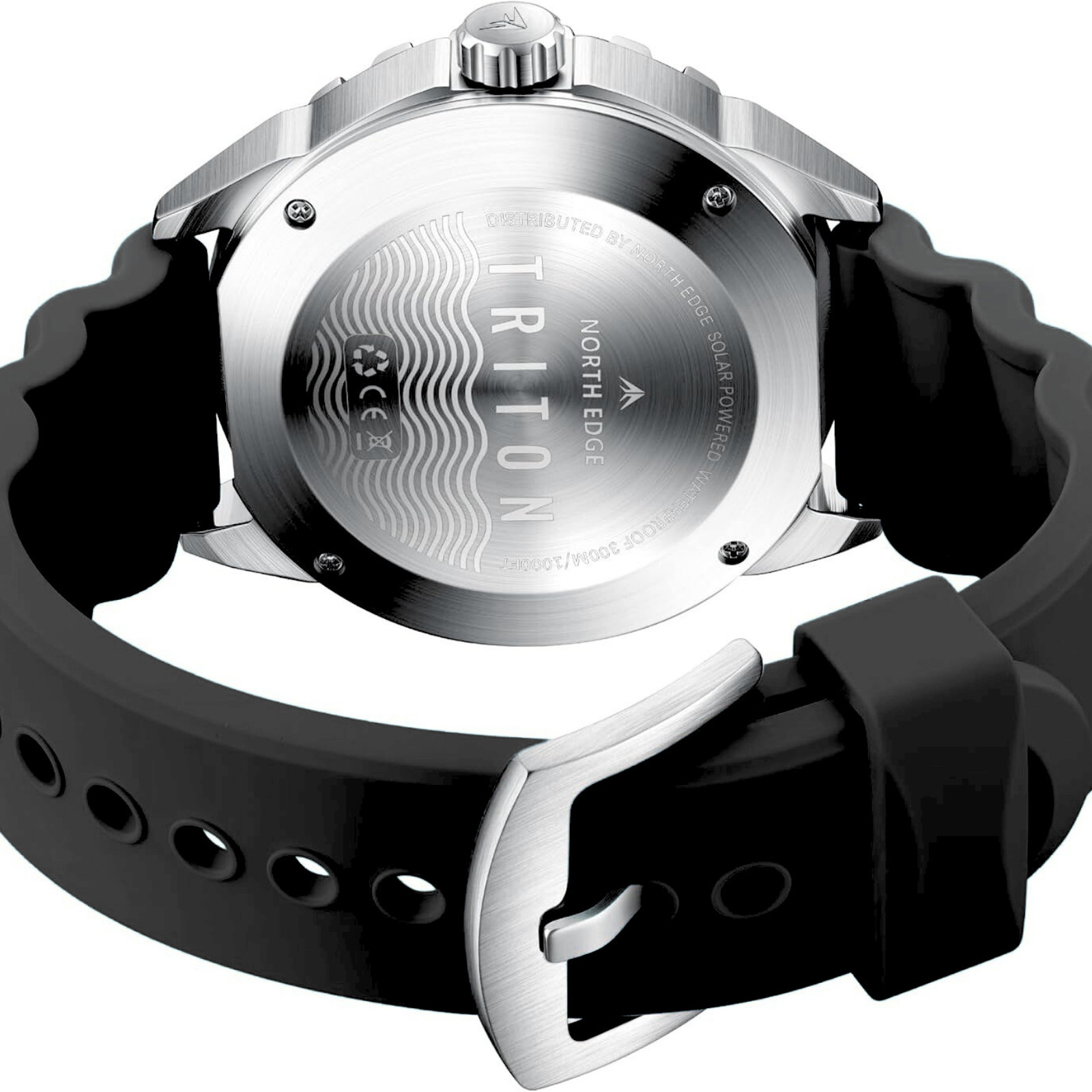 North Edge TRITON Solar Dive Watch Phantom Black 45.8mm 300m Waterproof – New UK