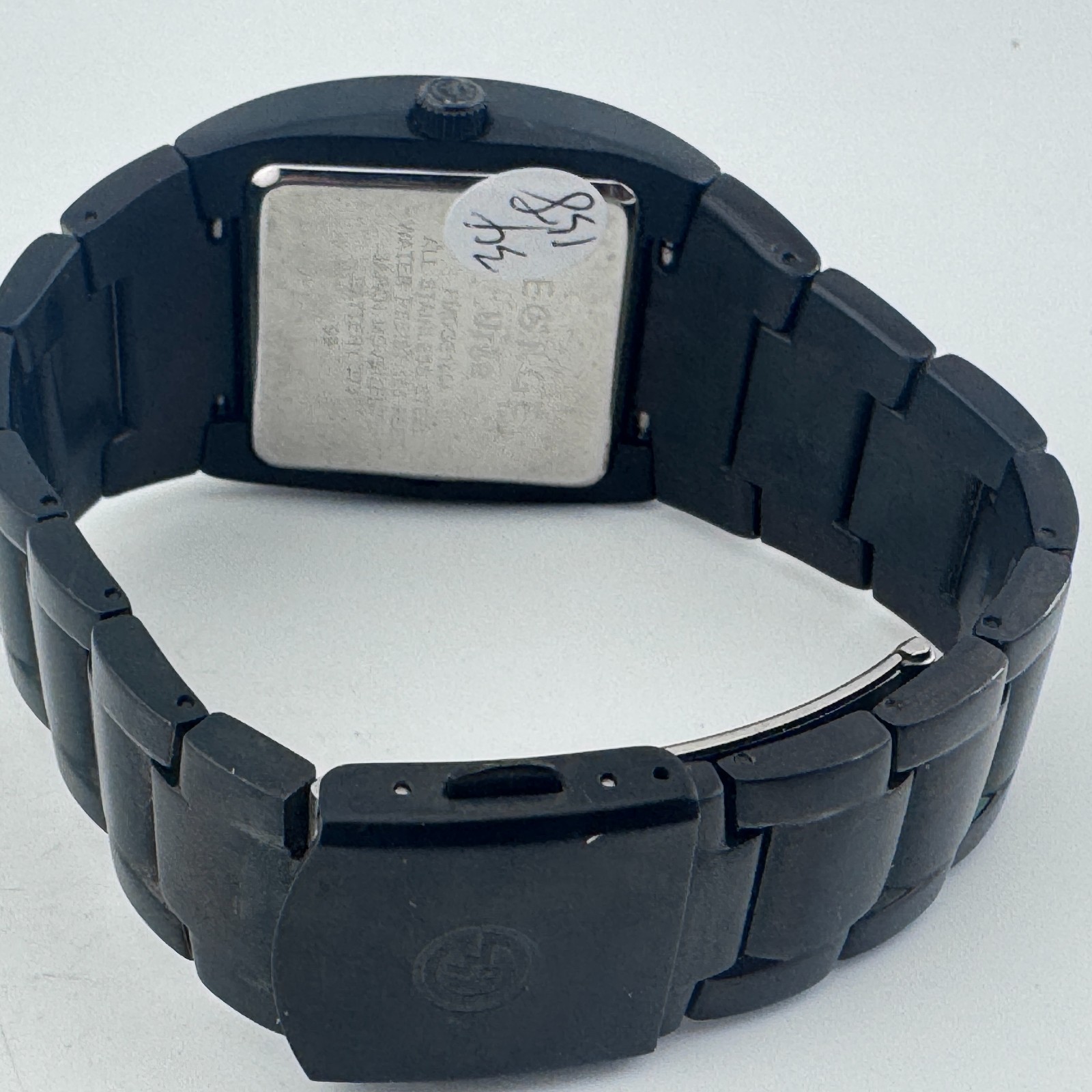 George Quartz Watch Men 50m Black Steel Barrel Day Date Japan Analog New Battery