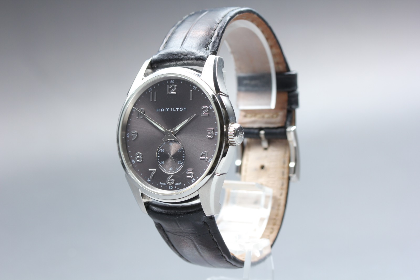 HAMILTON Jazzmaster H384110 Small Second Gray 40mm Quartz Men’s Watch Near MINT