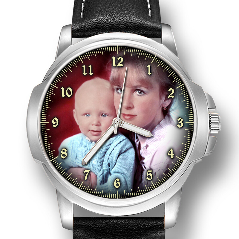 CUSTOM ENGRAVED CLASSY MENS PHOTO WRIST WATCH ANNIVERSARY CHRISTMAS BEST GIFT