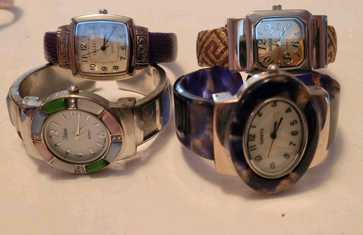 4 Lady Watch Working Condition New Battery Trend Geneva Suisse + 1 Women