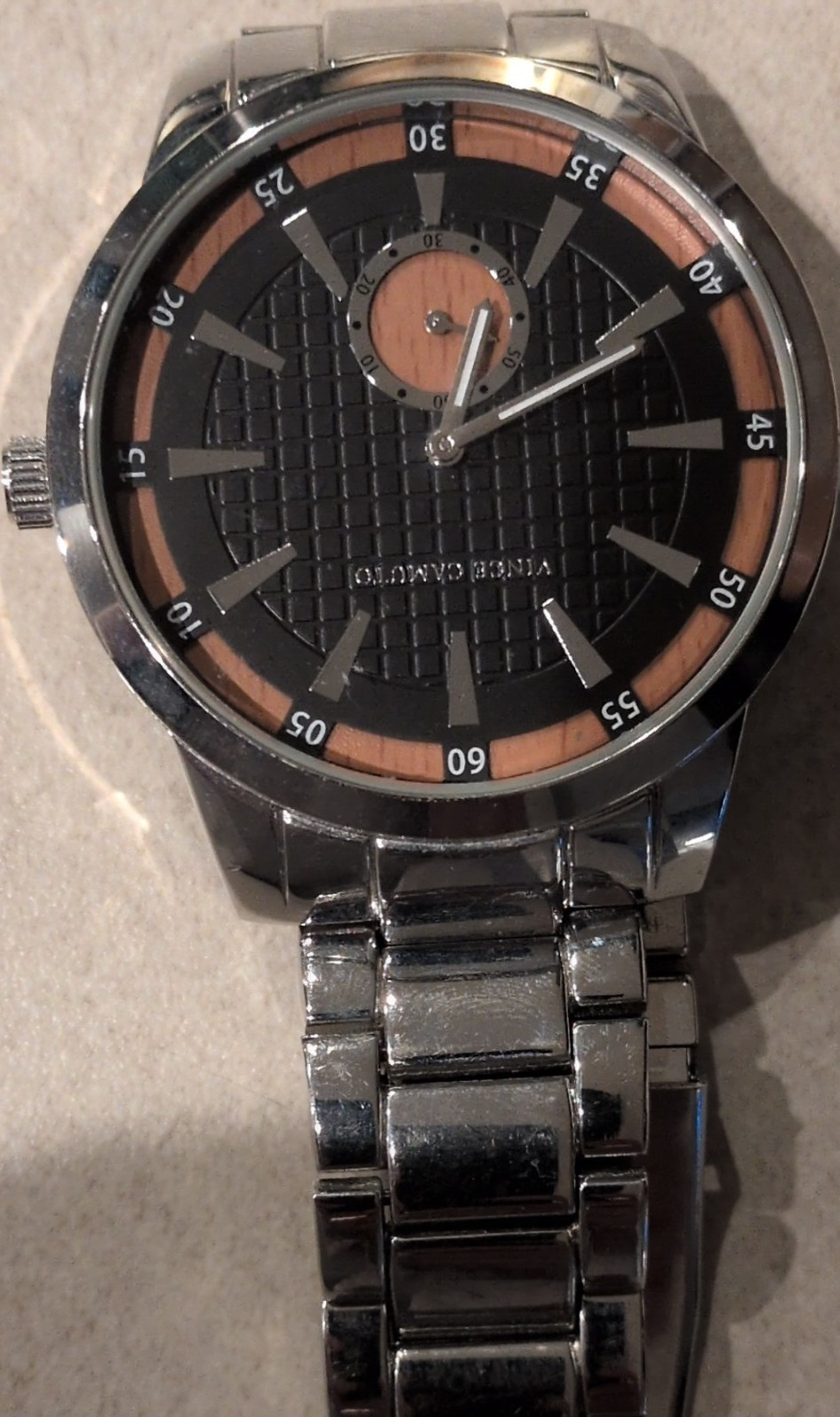 Vince Camuto Men’s Quartz Stainless Steel Bracelet Watch, Black Dial, 3 ATM
