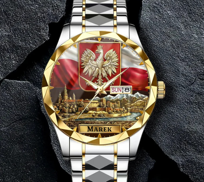 Personalized Poland Flag Emblem Polish Pride Wrist Alloy Luxury Quartz Watch