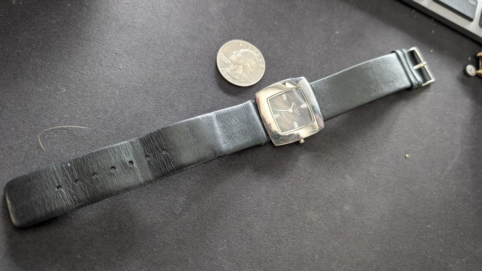 Skagen 570STLB Quartz Titanium Black MOP Leather Womens Watch