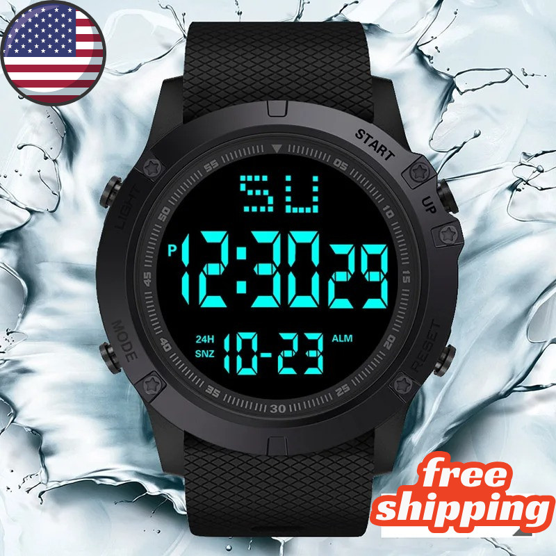 Waterproof Digital Sports Watch Military Tactical LED Backlight Wristwatch Men