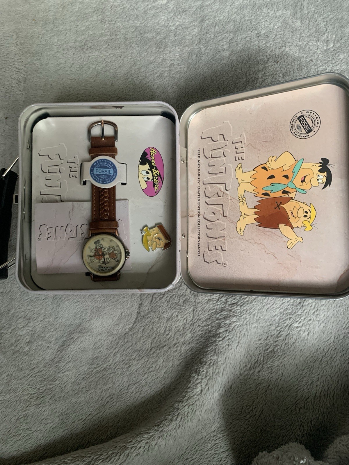 MEET FRED FLINTSTONE!!! 1993 Fossil Limited Edition Watch & Lunch box