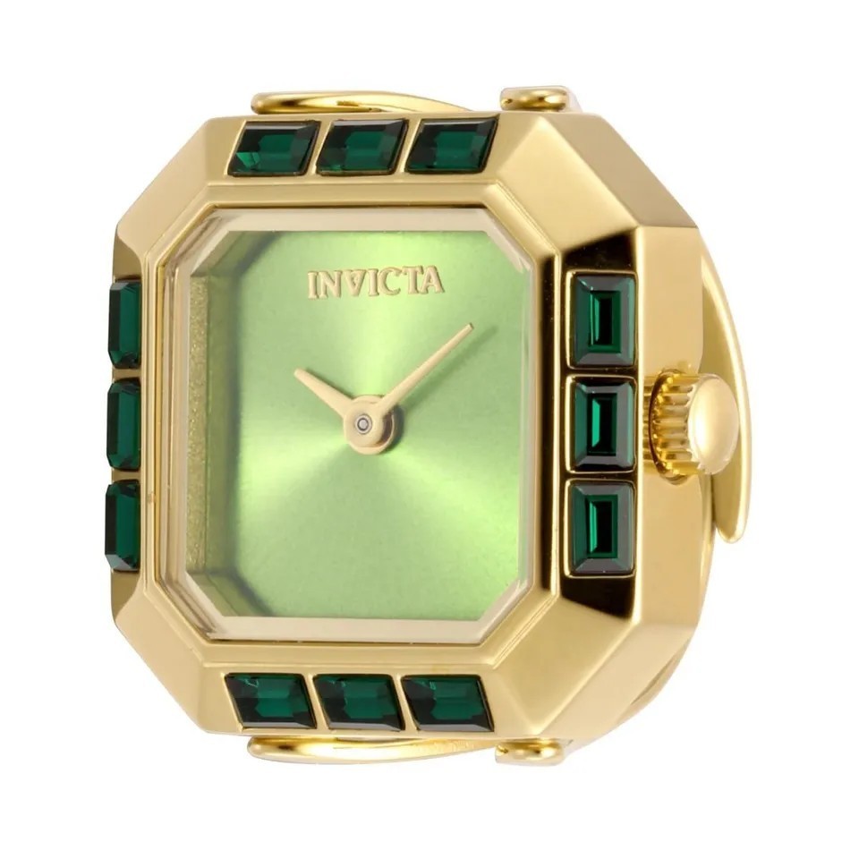 Invicta Mini Angel Women’s Ring Watch 21.5mm Gold Green Stone Adjustable 49583