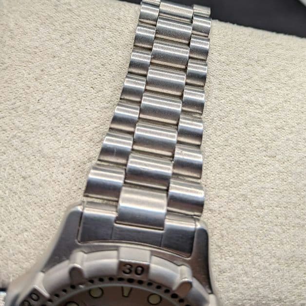 1994 SEIKO ALBA Aqua Gear V348-6A40 Diver Quartz Sandblast Silver Dial Running