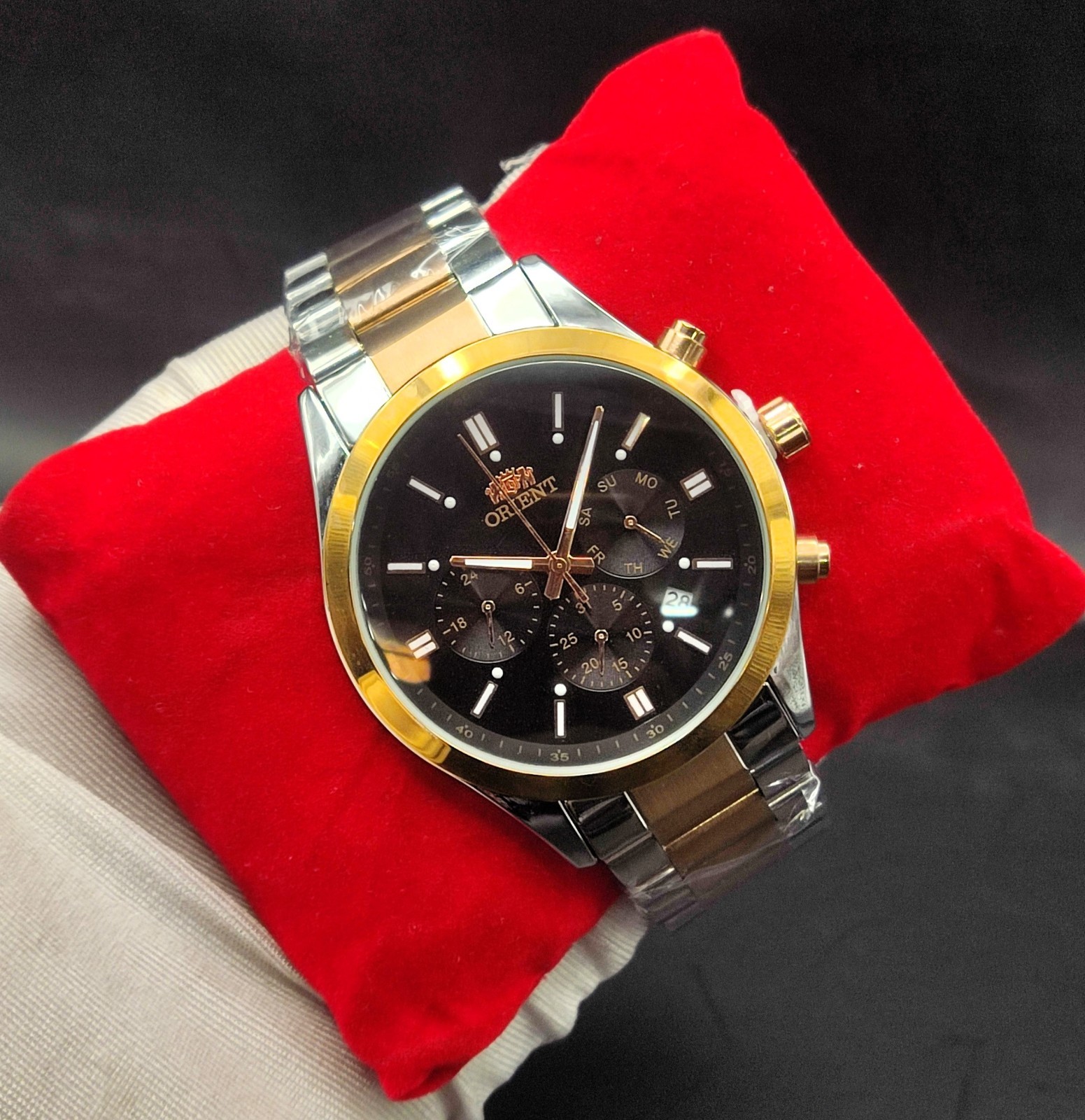 #Refurbished Orient Stainless Steel Chronograph Black Dial Men’s Wrist Watch