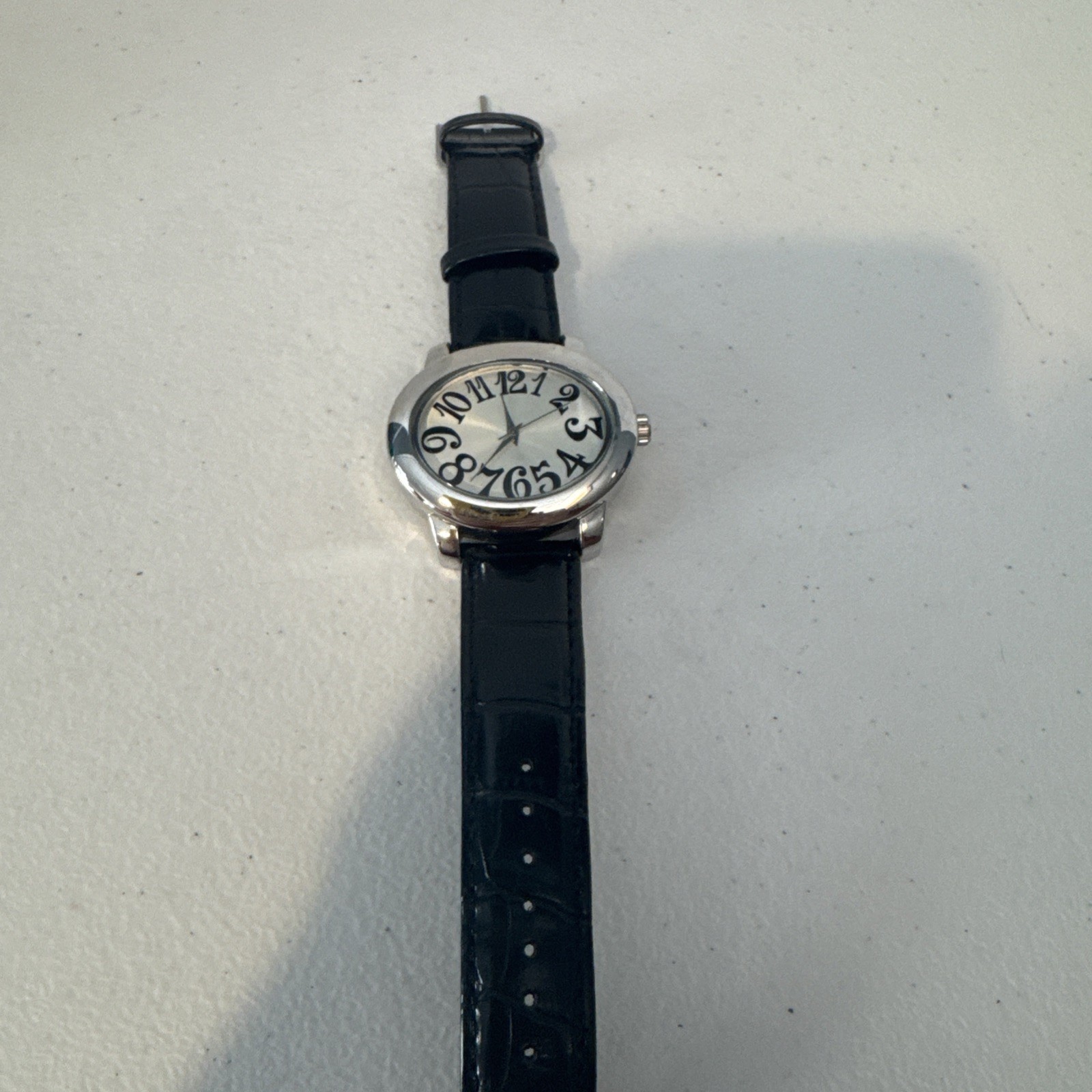 Xhilaration Mens Vintage Watch Black Leather Band Oval Face Needs Battery