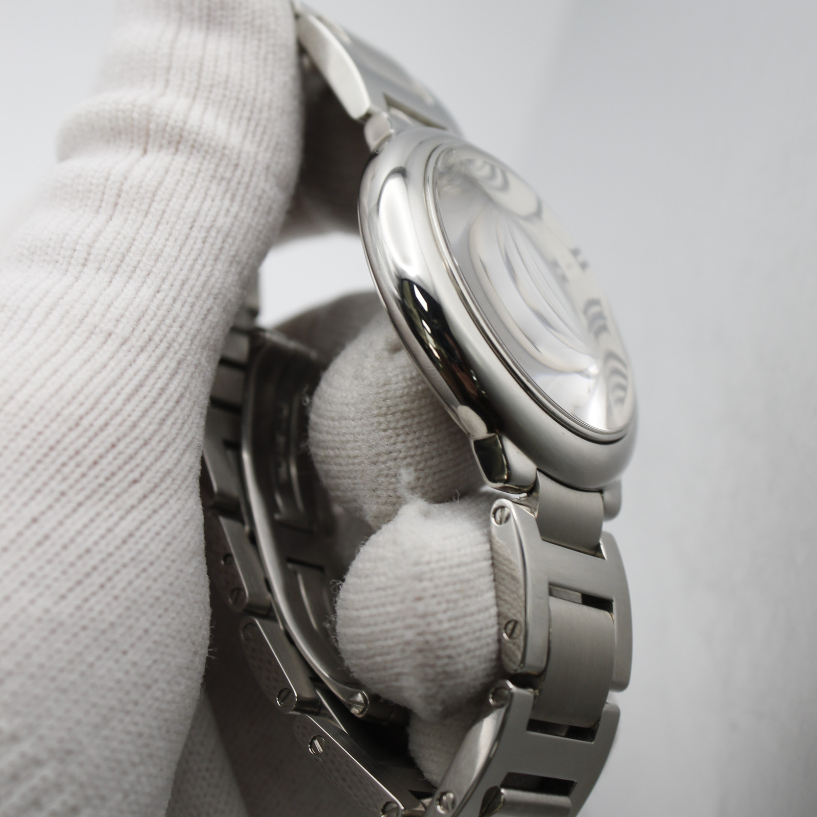Cartier Ballon Bleu 36 Silver Guilloche Roman Dial Quartz Unisex Watch W69011Z4