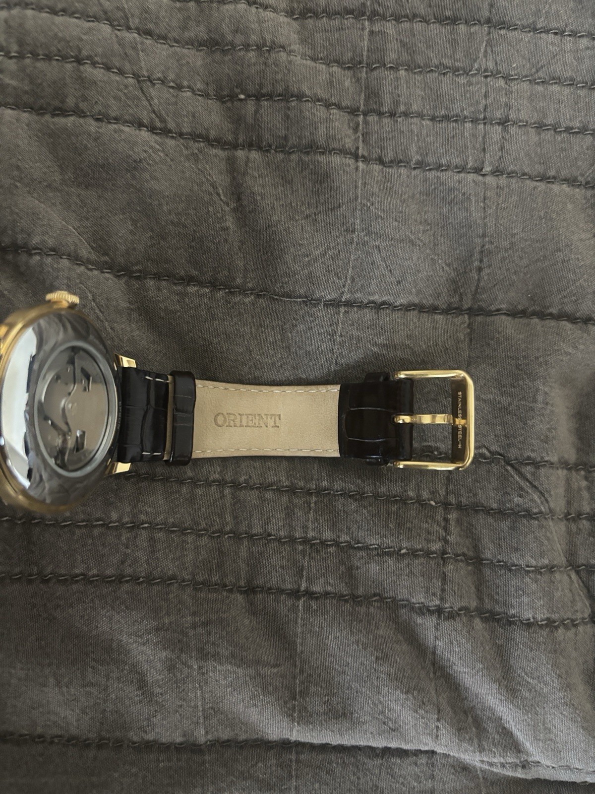 Orient Bambino Open Heart Automatic White Dial Gold Case, Maroon Strap, Worn 3x