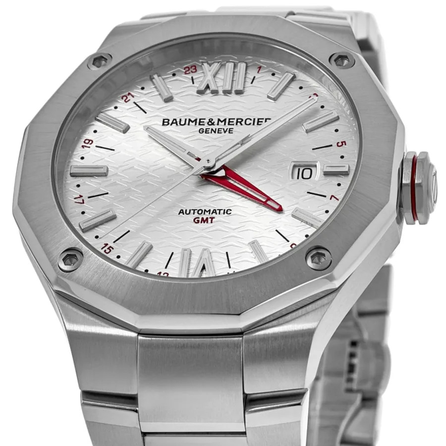 New Baume & Mercier Riviera GMT Automatic Silver Dial Steel Men’s Watch 10658