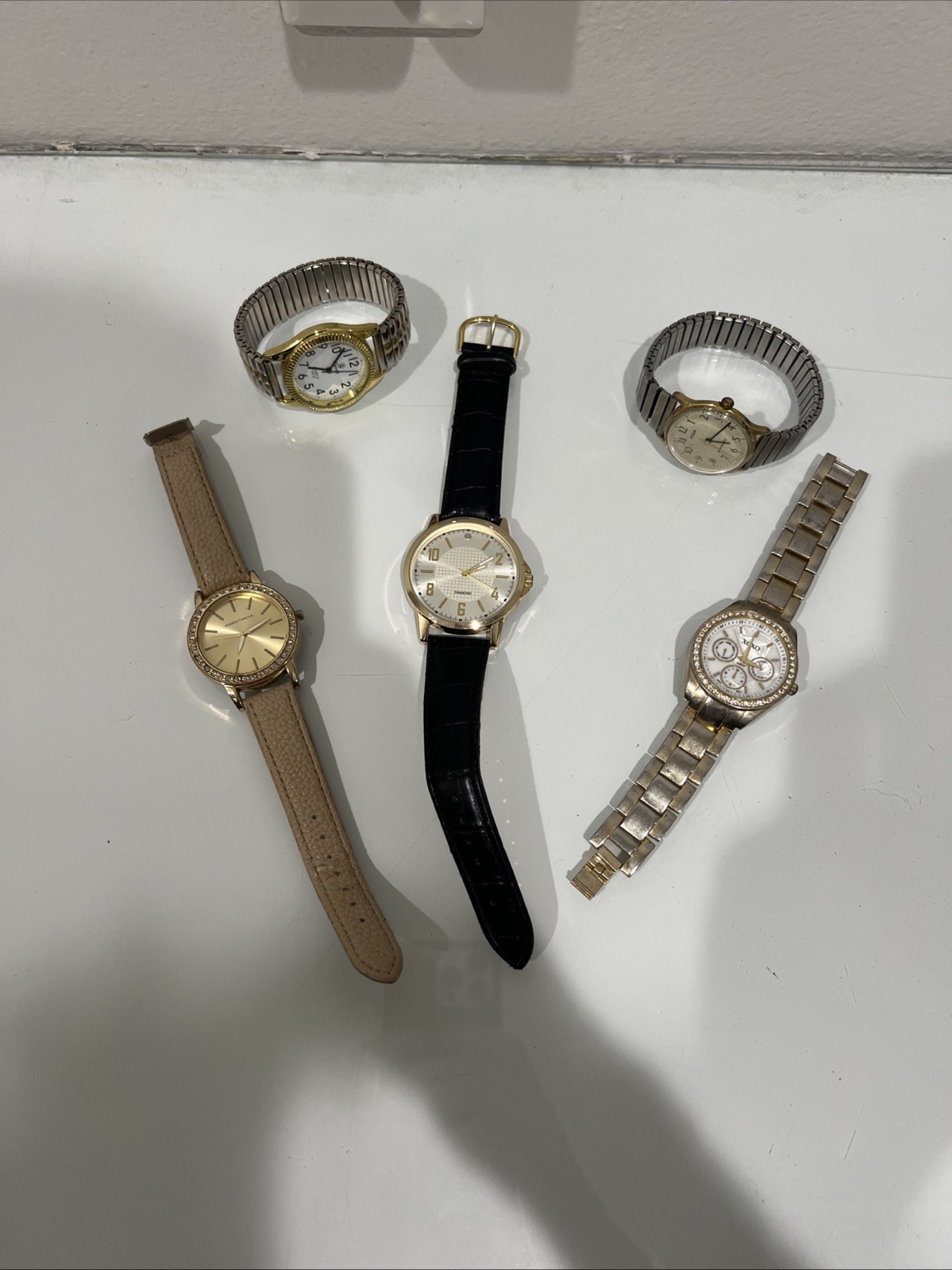 Lot of 5 Wristwatches Various Types, Untested, Needs Battery. All Hands Move