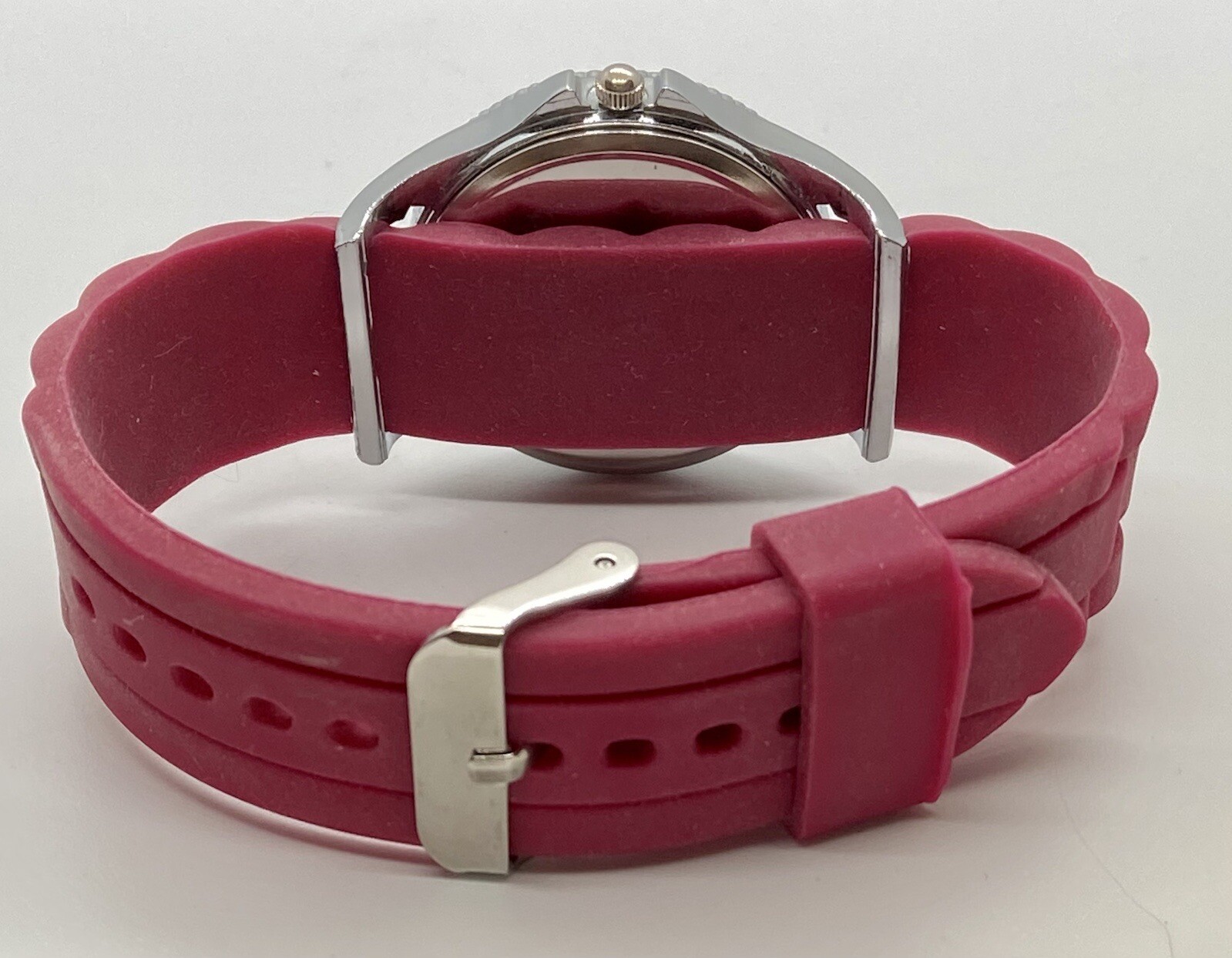 NEW JESSICA CARLYLE Ladies Watch Fresh Battery Pink Strap Silver Faux Chrono
