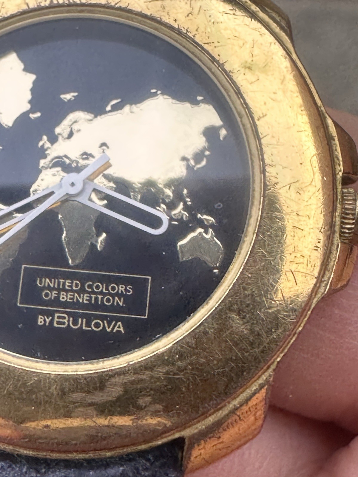 Mens United Colours Of Benetton By Bulova Vintage Watch with Strap Gold Plated