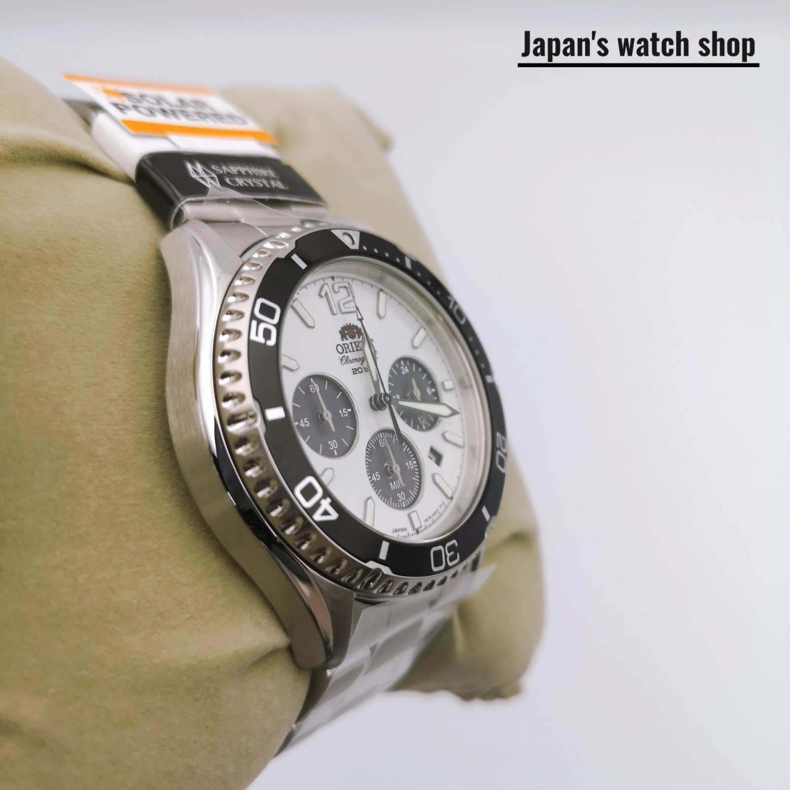 ORIENT Mako RN-TX0203S White Panda Solar Chronograph Men’s Watch New in Box