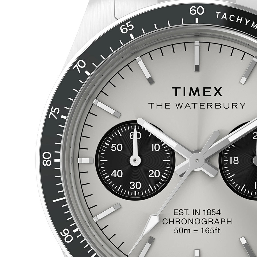 Timex Waterbury Heritage Chronograph 39mm Silver Stainless Steel New R8041060