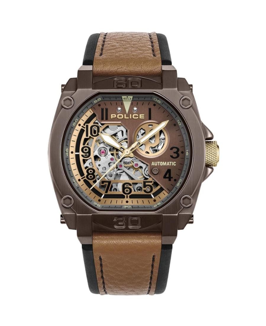 POLICE Men Analog Automatic Casual Watch Classic Dress Brown Dial Waterproof Ova