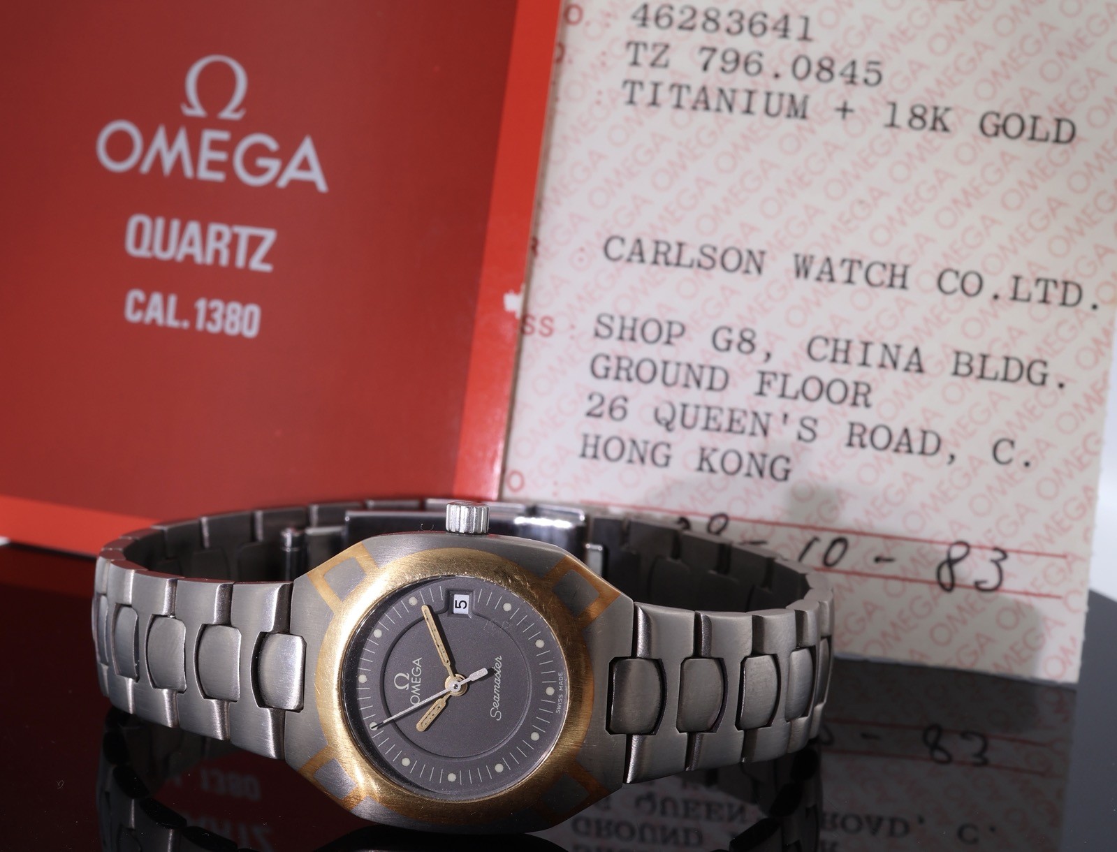 Vintage 80s Omega Seamaster Polaris 18K Titane Quartz Watch 796 0845 + Papers