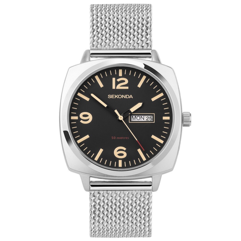 Sekonda Mens Watch Airborne Stainless Steel Mesh Bracelet Silver 30101 £74.99