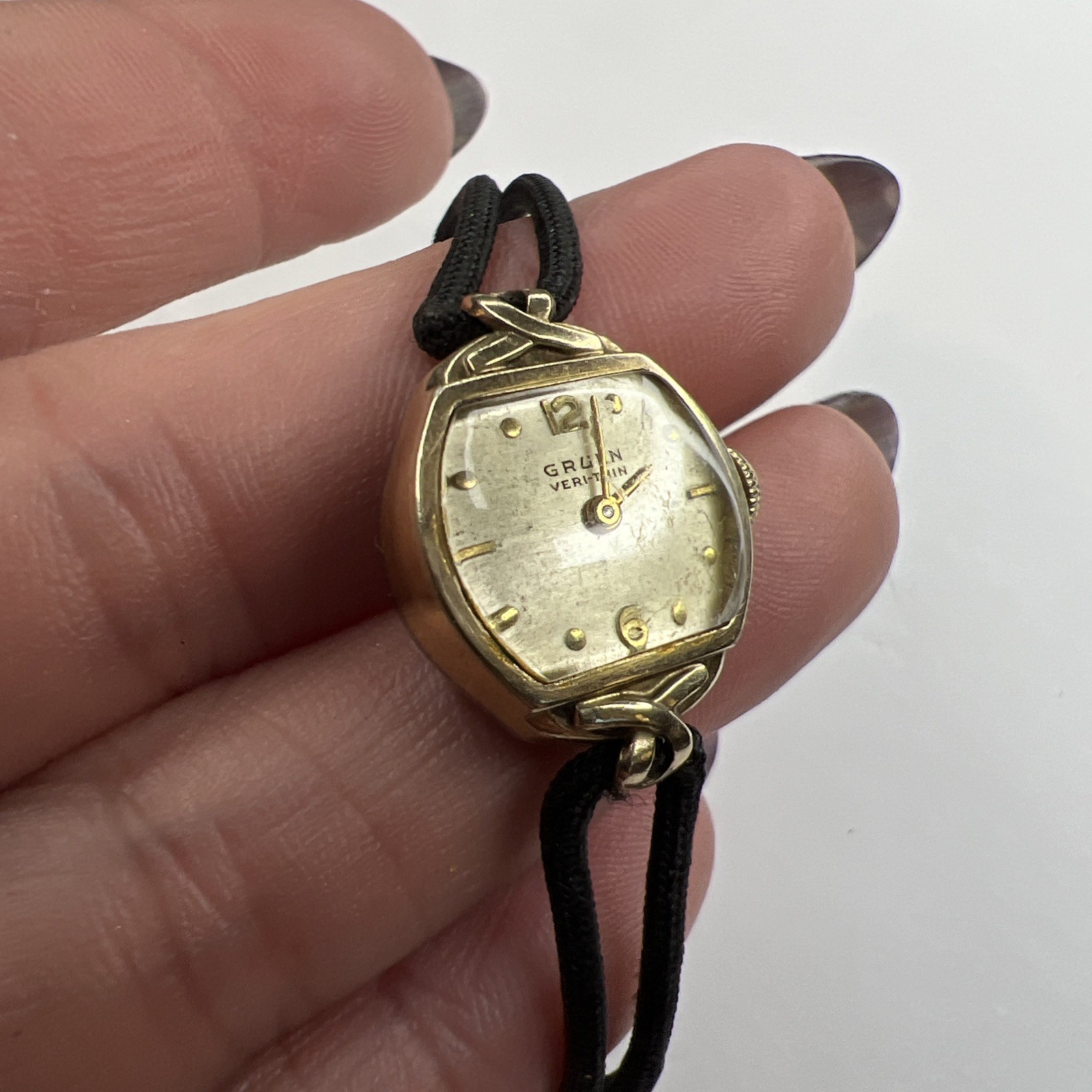 VTG Gruen Veri-Thin Guildite 17J Swiss Ladies Watch Hadley Cord Parts Repair