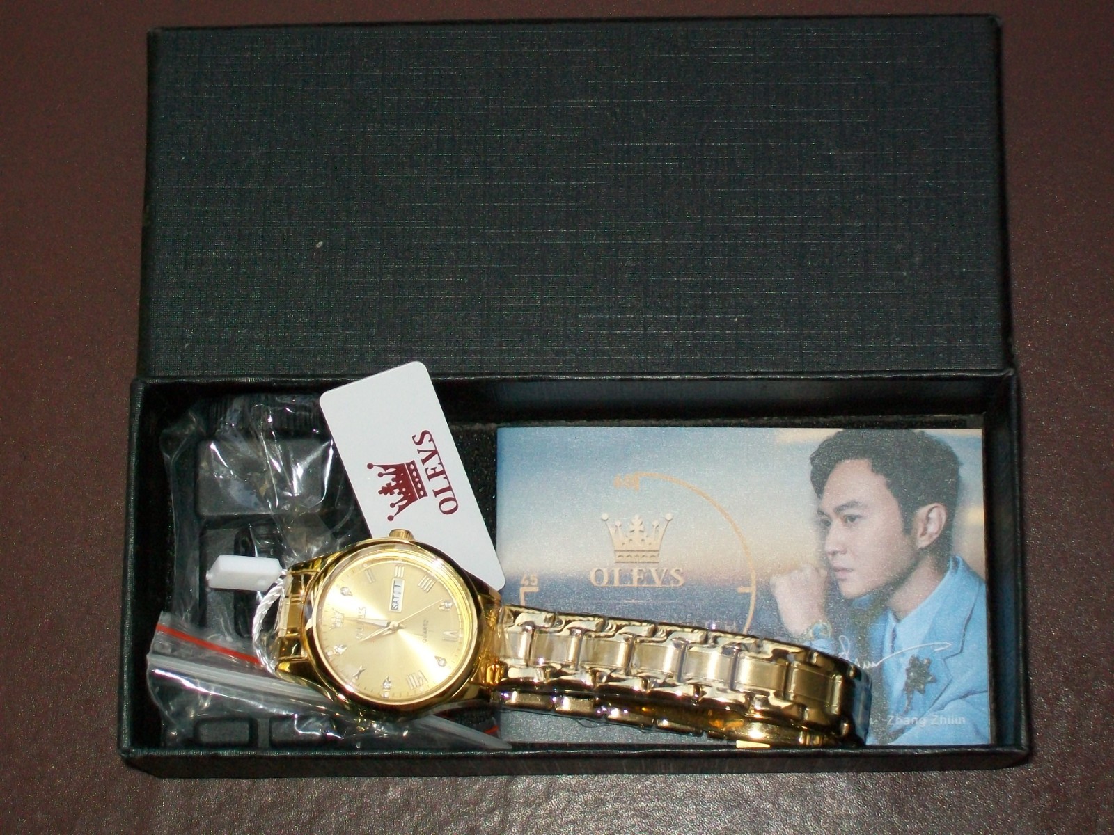 OLEVS Watch Ladies Gold Stainless Steel Waterproof DAY AND DATE U.S. SELLER