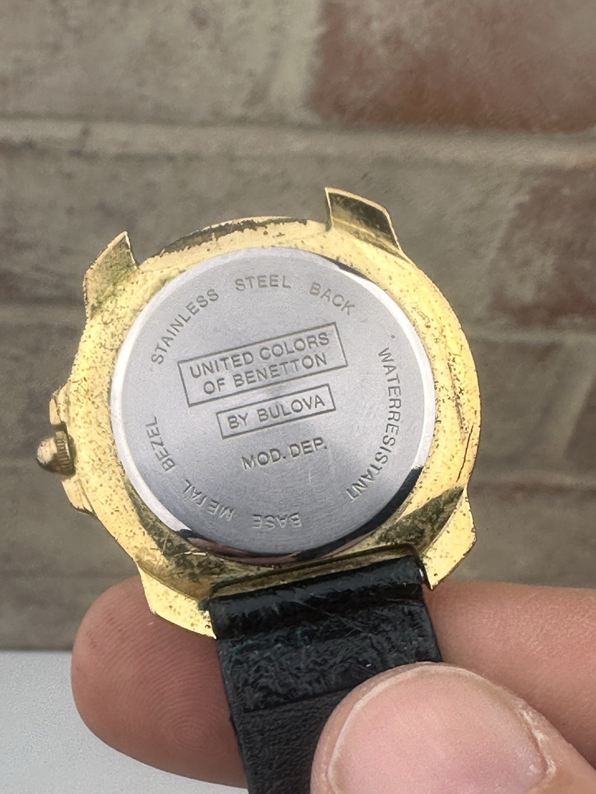 Mens United Colours Of Benetton By Bulova Vintage Watch with Strap Gold Plated