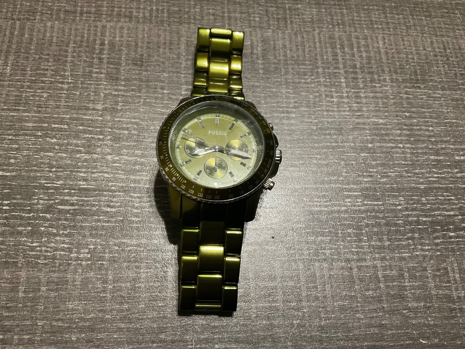 VERY RARE FOSSIL CH-2711 Chronograph Watch – Stainless Steel, 100M, Green