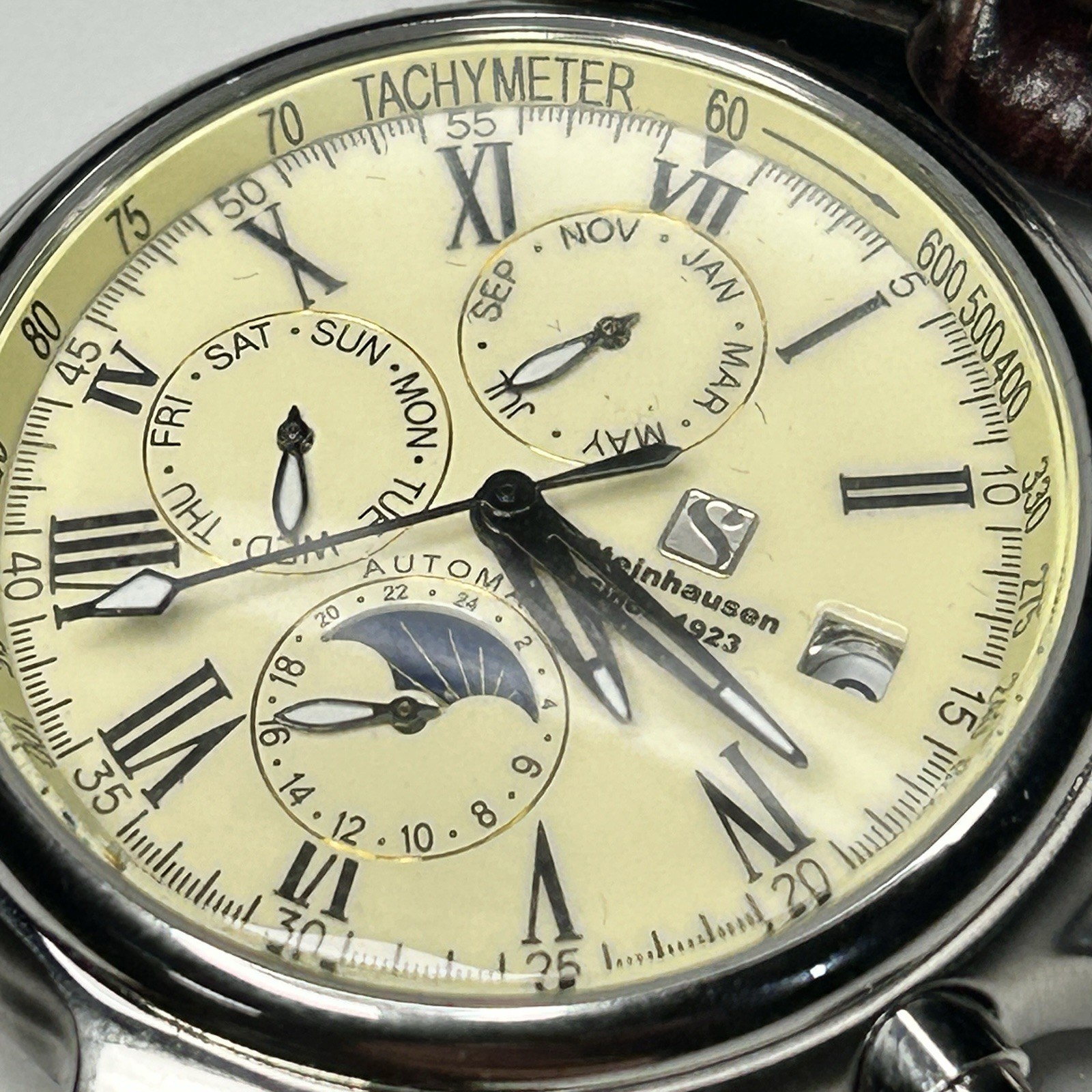Steinhausen Automatic Moonphase Watch TW381 w/ Bands Box Mens Self Winding