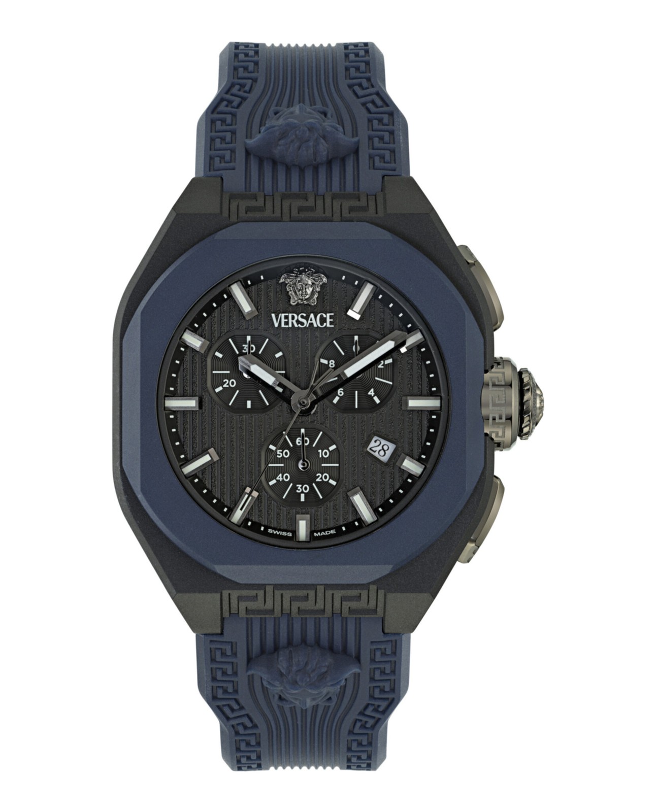 Versace Mens Black 44mm Strap Fashion Watch