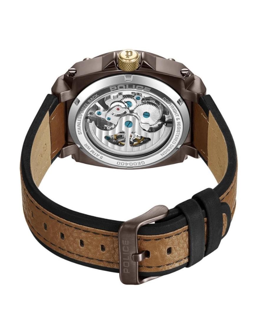 POLICE Men Analog Automatic Casual Watch Classic Dress Brown Dial Waterproof Ova