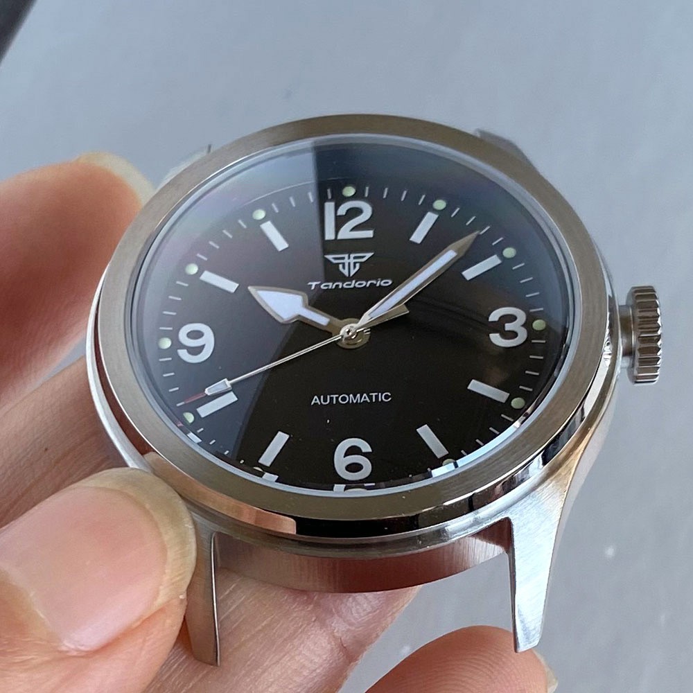 Tandorio Retro 38mm Field Watch for Men Sapphire Glass NH35/Asia2824 Clear Back