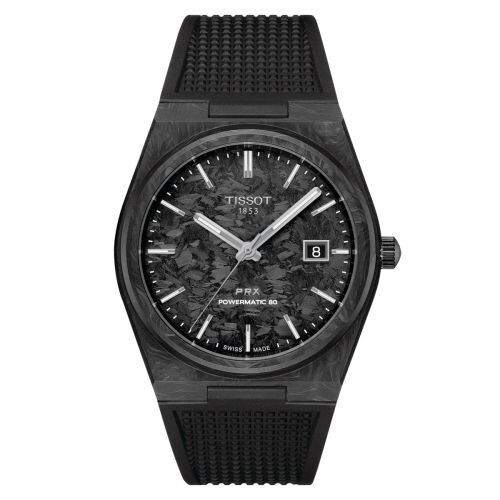 NEW TISSOT T1379079720100 PRX AUTO 40MM FORGED CARBON CASE T137.907.97.201.00
