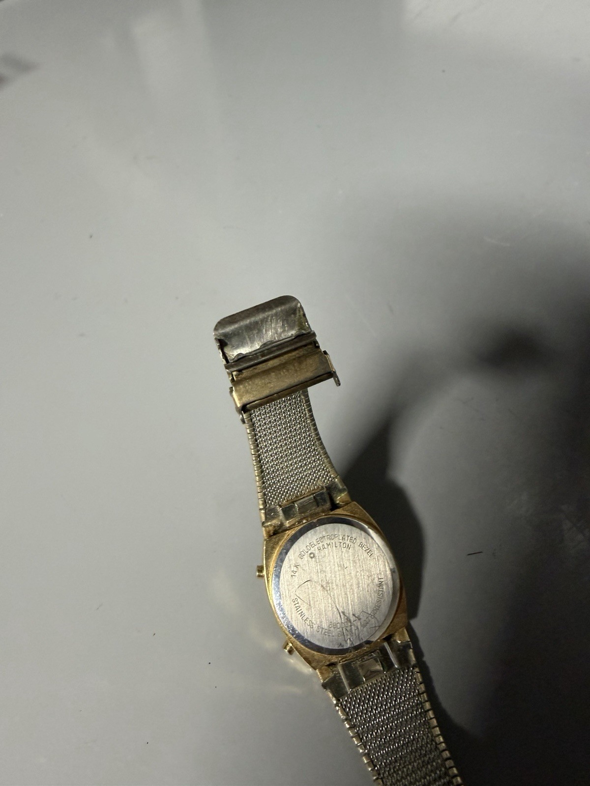 Vintage Hamilton Men’ 14K Gold Plated 32mm Quartz LCD Digital Watch Used Unknown