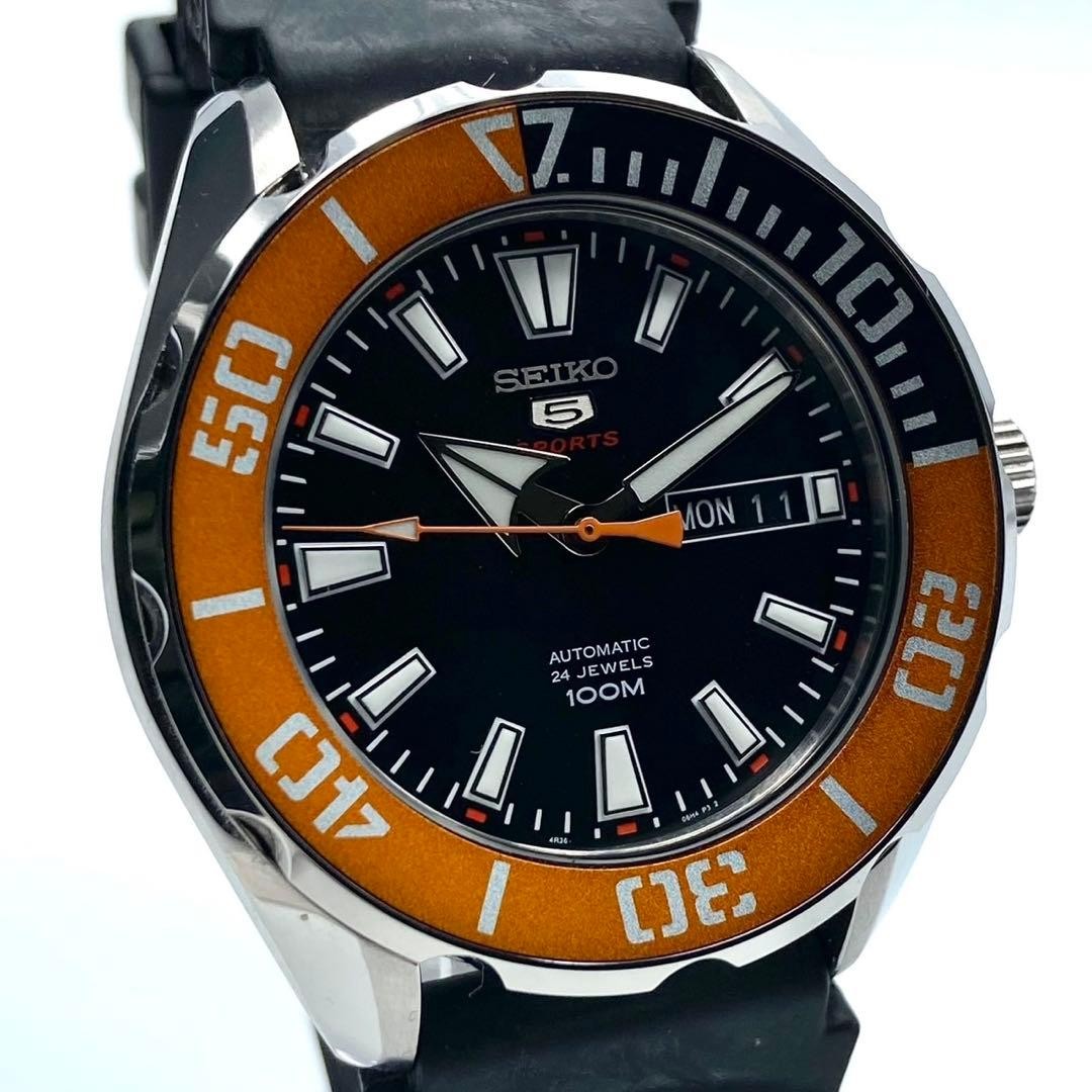 Seiko 5 Sports Monster 4R36-06S0 Watch Orange Black Japan 073859