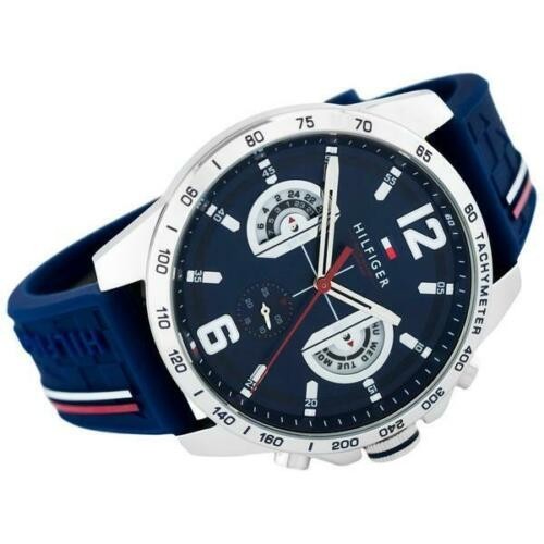 TOMMY HILFIGER MEN’S WATCH 1791476 Decker Blue Dial Blue Rubber Strap Watch