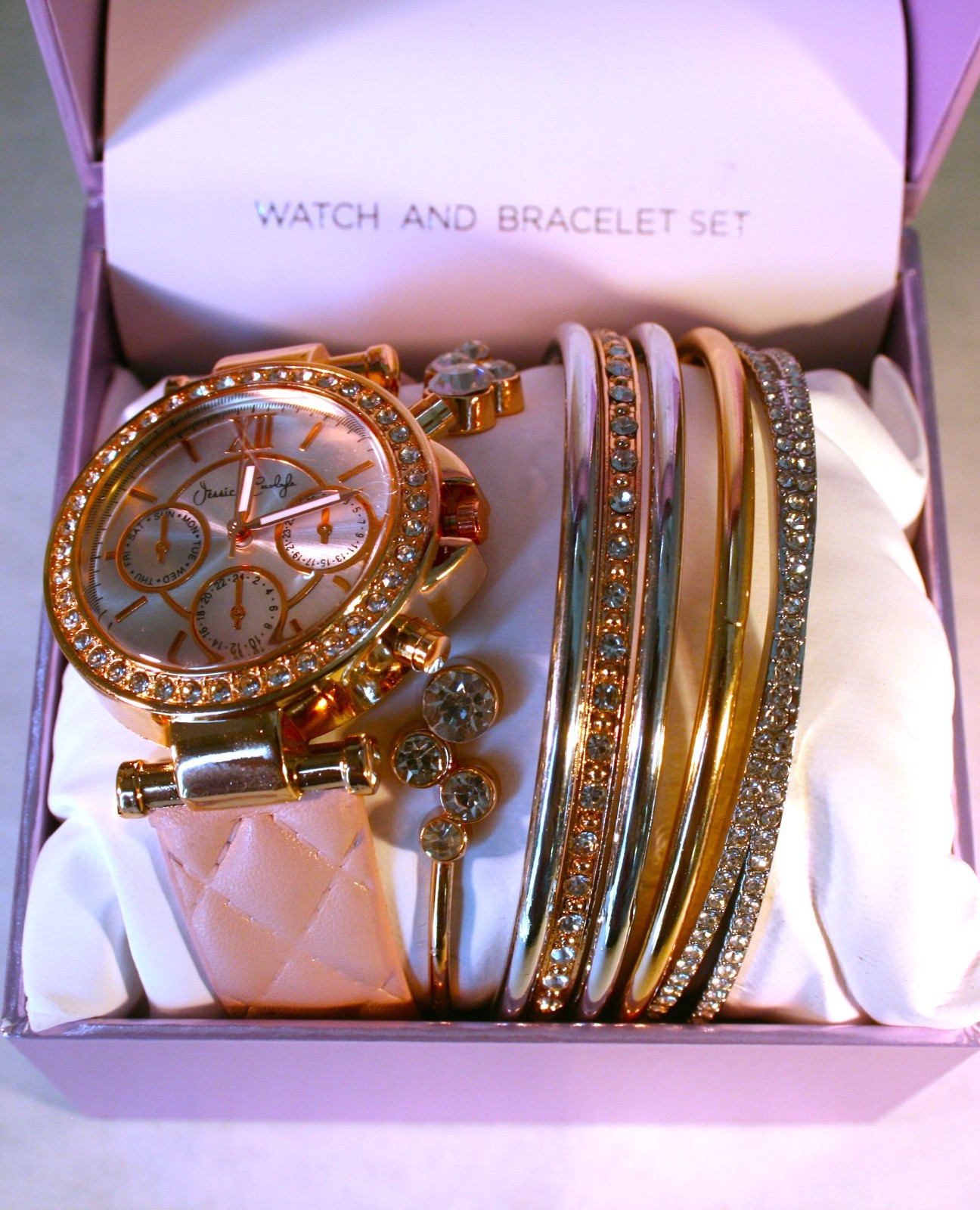 Jessica Carlyle Women’s Blush Leather Strap Watch 36mm