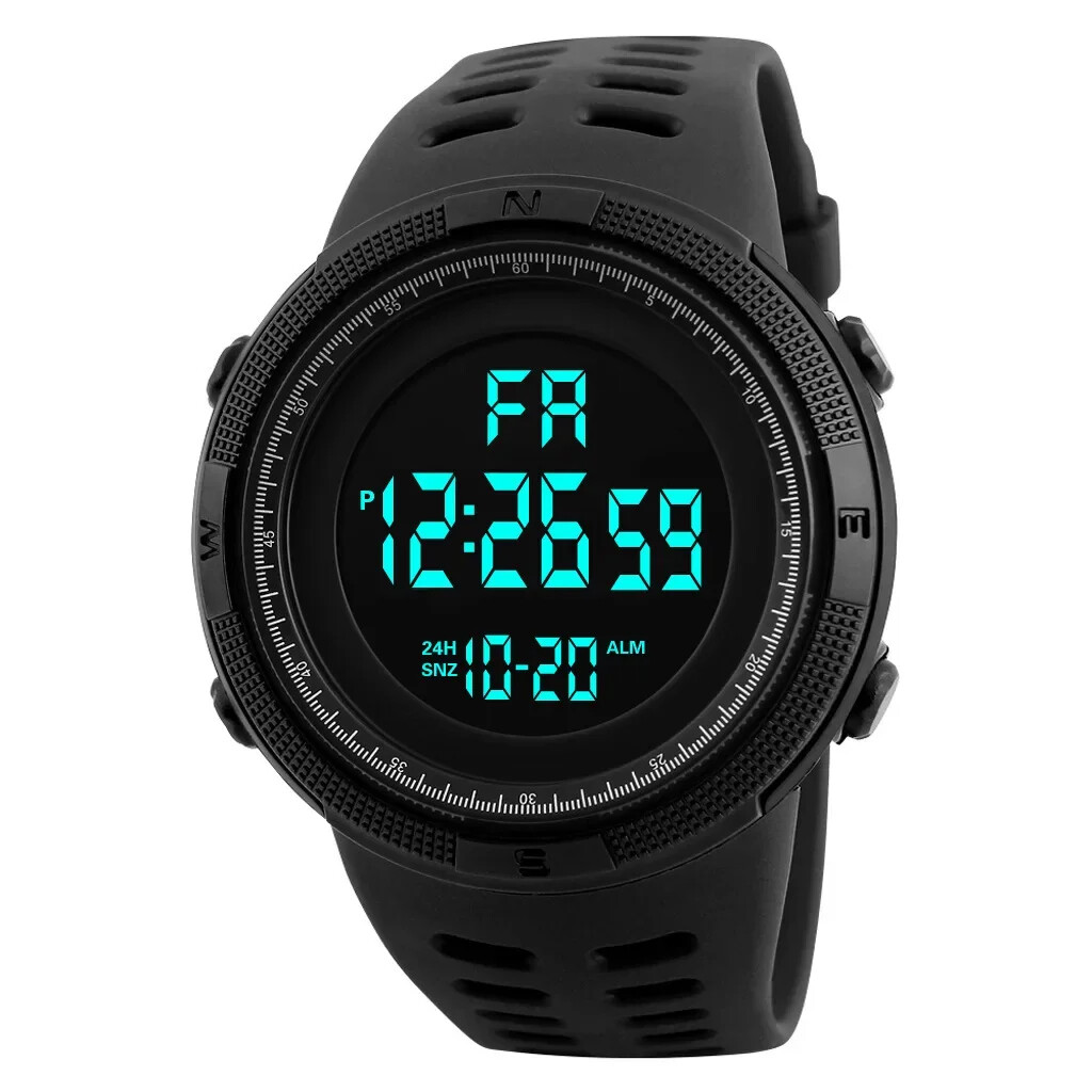 Men’s Digital Sports Watch Waterproof LED Backlight Stopwatch Alarm Durable