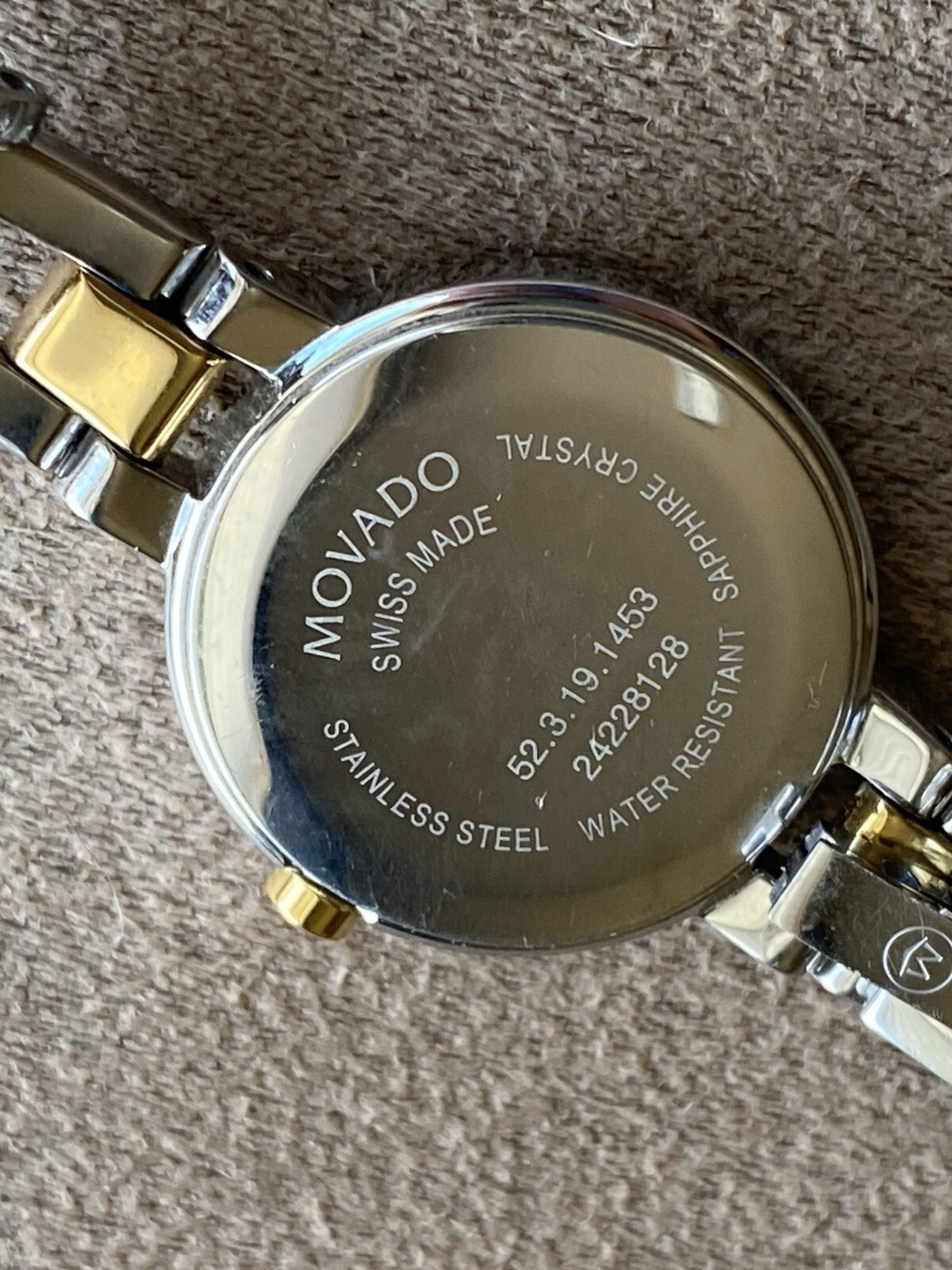Movado Amorosa 52.319.1453 Black Dial 2-Tone Swiss Quartz Watch Size 7.0 «